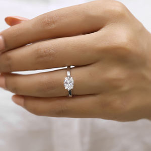 แหวนหมั้นเพชรเม็ดเดี่ยวทรงกลม1กะรัตของขวัญคริสต์มาสสำหรับผู้หญิงสีโรสโกลด์18K - Product Image 2