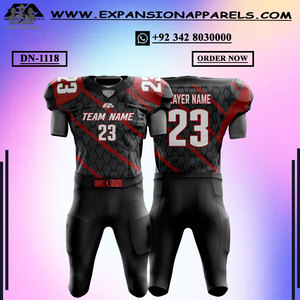 Uniformes d'équipe de football américain en gros |   Ensemble de maillots de jeu respirants sur mesure, grande taille, manches courtes |   Marque privée OEM - Product Image 5