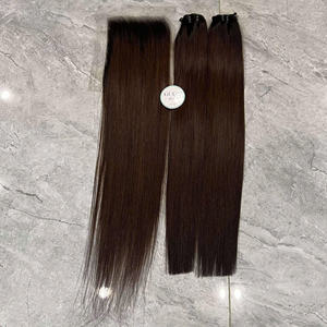 Extensiones de cabello humano virgen vietnamita 100%, superventas, puntas marrones de encaje transparente recto de hueso dibujado doble, precio al por mayor - Product Image 4