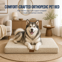 Coussin doux et écologique en chenille pour chien et chat, avec base en mousse à picots et support en forme d'œuf pour chiens de taille moyenne