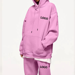Gran oferta, conjunto de chándal de lana de peso pesado de manga larga con lavado ácido y capucha para mujer, bordado de logotipo personalizado, patrón sólido de secado rápido - Product Image 2