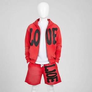 <b>Men</b> Acid Wash Zip up <b>Hoodie</b> <b>and</b> <b>Shorts</b> Sweatpants <b>Set</b> Flare Jogger <b>Short</b> Sweatsuit Tracksuit for <b>Men</b> - Product Image 2