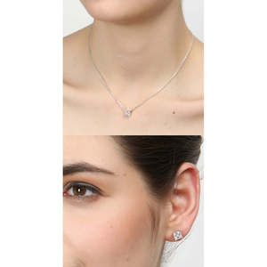 Excellente qualité # # # # Carré # # # # Ensemble collier et boucles d'oreilles pendantes en argent sterling 925 plaqué rhodium avec chaîne, cadeau pour femmes et filles - Product Image 6