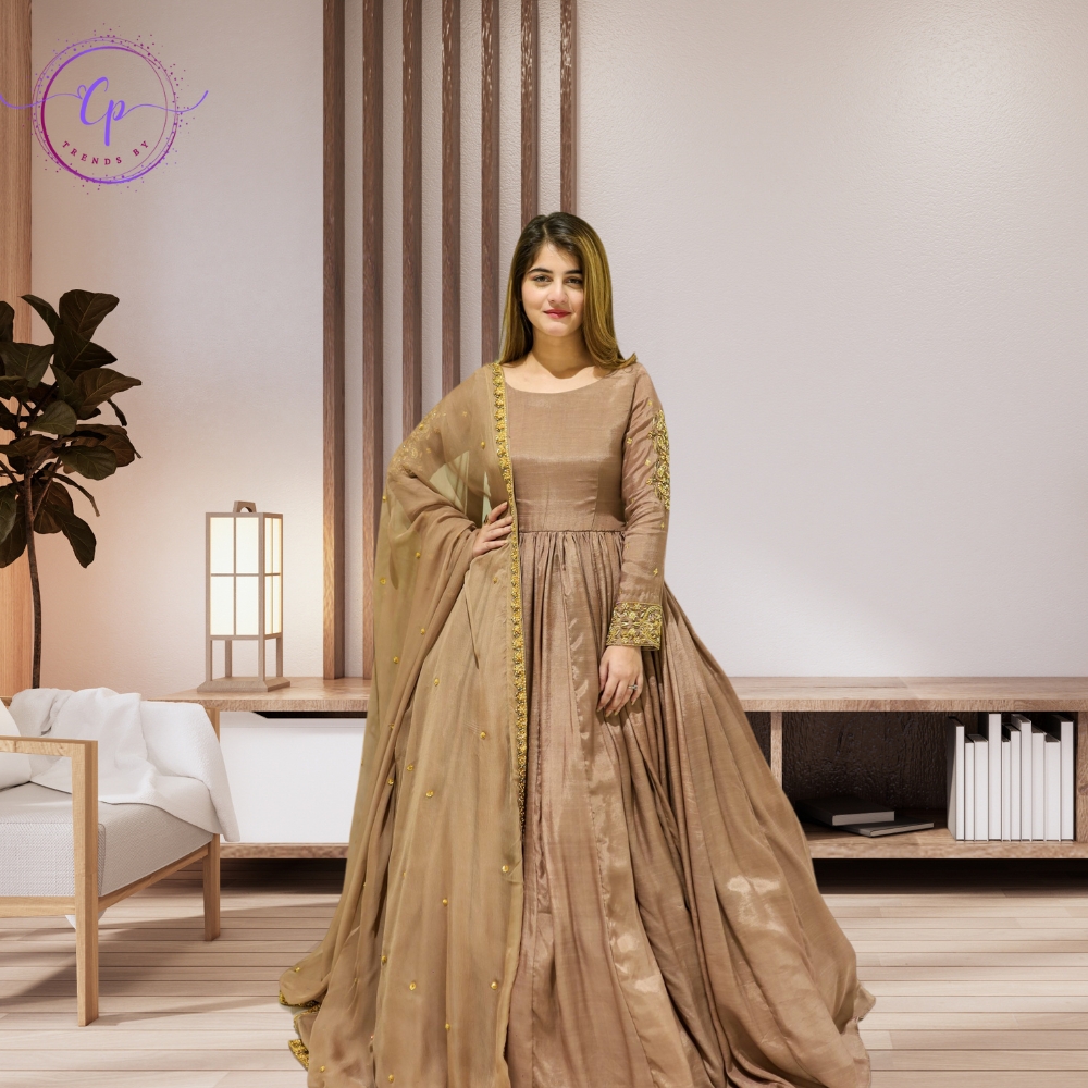 Trends by Cp Elegant Heavy Embroidered Maxi Dress for Women