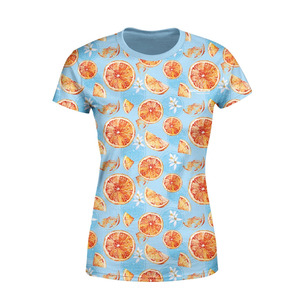 Impression par sublimation Fabricant de t-shirts femme OEM de haute qualité 2023 T-shirts de sublimation élégants personnalisés en gros pour femmes. - Product Image 5