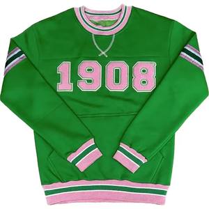 Sudadera Escolar y Universitaria de Chenilla Verde Sostenible, de Manga Larga, Transpirable, con Logotipo Dorado, Precio Económico y MOQ Bajo - Product Image 5