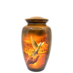 Urnas de cremación de aluminio de diseño intrincado, tributos conmemorativos de latón duradero con patrones impresos para seres queridos - Product Image 6