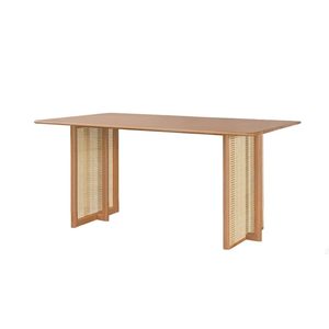 Table à manger en bois de teck massif avec pied en rotin tissé et matériau de haute qualité pour l'intérieur et l'extérieur - Product Image 6