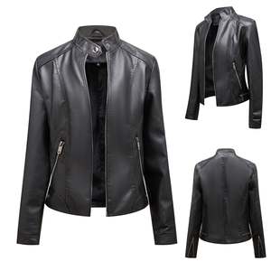 แจ็กเก็ตหนังแท้สำหรับผู้หญิงมีสไตล์เสื้อโค้ทแขนยาวให้ความอบอุ่นเหมาะสำหรับแฟชั่นฤดูใบไม้ร่วงและฤดูหนาว - Product Image 1
