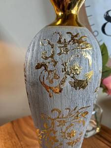 Lavish Silver <b>Metal</b> <b>Vase</b> With Gold Detailing Elegant Long Flower <b>Vase</b> For Interior Decor And Event Decor Handcrafted From India - Product Image 5