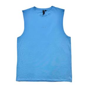 Custom Men's Gym Clothing Grey Washed 88% Cotton 12% Polyester LOGO PRINT 3D Printing Cut Vest Tank Top Knitted Weave - Product Image 4
