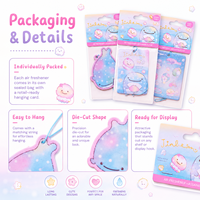 Vente en gros d'ornements en papier parfumés personnalisés mignons en forme d'animaux marins, parfum longue durée, désodorisant pour voiture avec cordon élastique