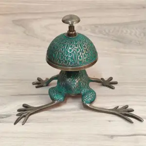 Unique Brass Antique Style Brass Desk Bell Frog Designer Collectible Table Decorative Gift From Indian Exporter