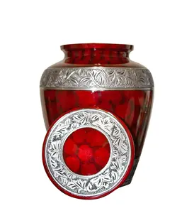 Extra Large Companion Human Funeral Cremation Personalized Double Urn for Two Adults (Red)