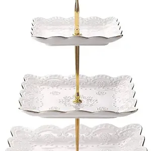 3 Tier Cake stand Wedding Decoration Kids Gift Party Decoration Supplies Golden Silver Tray Cake Cupcake silver cake Stand