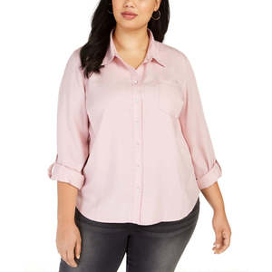 Camicetta Formale da Donna Style & Co, Tinta Unita con Bottoni, Rosa, Taglie XXL XXXL, in Popeline, Chiffon e Tessuti Lavorati a Maglia per Ufficio, Stagione Autunno Primavera - Product Image 1