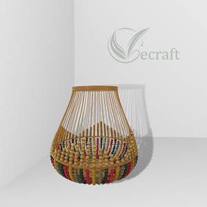 Andmade amboo anterantern with Colorful EADS, ececorativo andle older Old for OME home, arden, edding, usustic, oho Chic - Product Image 3