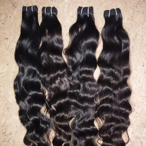 Extensions de cheveux 100% cheveux humains vierges Remy indiens de haute qualité, type tissage, double trame, toutes les couleurs disponibles - Product Image 1