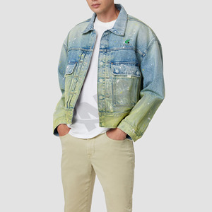 Veste en jean durable de couleur unie pour hommes Confortable séchage rapide coupe décontractée OEM Service personnalisé avant imperméable coupe-vent - Product Image 1