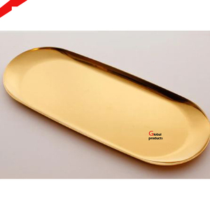 Plateau de service en aluminium en métal de longue taille de forme ovale le plus vendu pour le restaurant et le bar d'hôtel - Product Image 2