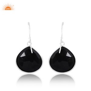 Meilleure vente de boucles d'oreilles en argent sterling naturel avec pierres précieuses en onyx noir pour femmes fabricant de bijoux personnalisés - Product Image 2
