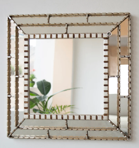 <b>Silver</b> Decorative Accent <b>Mirror</b> Wall 18.1" From Peru, Bathroom Square <b>Mirror</b> for Wall Decor - Product Image 1