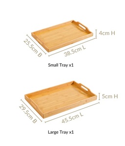 Plateaux de service en bois classiques avec poignées latérales Design rectangulaire durable Parfait pour les collations au thé et au café et le petit déjeuner - Product Image 3