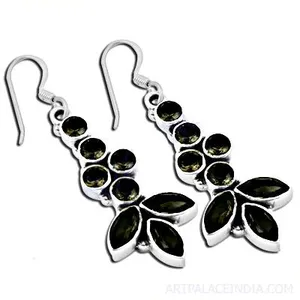 Vintage Gold Plated 925 <b>Silver</b> Onyx Drop Earrings Women's Classic Plant Pattern Bezel Setting <b>Wedding</b> Jewelry - Product Image 3