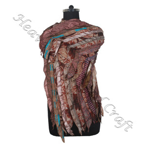 Recycled <b>Silk</b> Sari 15 Strips Indian <b>Silk</b> Reversible Handmade <b>Silk</b> Stole Recycled Wholesale Manufacturer From India - Product Image 4