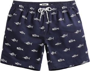 Bañador ajustado para hombre con bolsillo con cremallera Pantalones cortos de baño ajustados a la moda para hombre Bañador ajustado con estampado tropical para hombre - Product Image 1