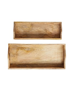 Rectangle Round Wooden Serving Tray Platter Charcuterie Board Housewarming Gifts Custom Size Natural Wood Color - Product Image 1