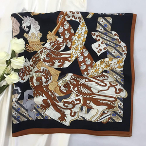 Hot Selling OEM Design Luxury Satin Silk Square <b>Scarf</b> Custom Printed Floral Logo Foulard Breathable Quick Dry Multifunctional - Product Image 1