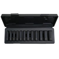 Juego de 12 Llaves de Impacto Profundas Hexagonales de 3/8'' y 8-19 mm, en Caja de Plástico Resistente
