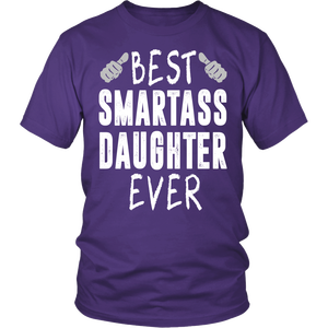 เสื้อยืดผู้ชายพิมพ์ลายตัวอักษร "Smartass Daughter" ทรงเข้ารูป แขนสั้น ผ้าฝ้ายลำลอง แฟชั่นฤดูร้อน ขายส่ง - Product Image 1