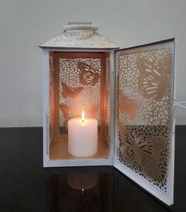 Lanterne de table en métal élégante, motif papillon découpé, usage domestique durable, décoration de noël en plein air, fait à la main, forme de pilier élégante - Product Image 5