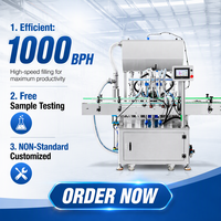 Machine de remplissage automatique à 4 têtes, usine de Shanghai, équipement de remplissage de liquides et de pâtes pour bouteilles cosmétiques, sur mesure, avec certification CE