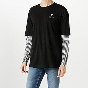 เสื้อยืดสองชั้นสำหรับผู้ชายเสื้อยืดผ้าฝ้าย100% สองชั้นสำหรับฤดูร้อน - Product Image 6