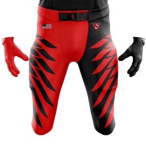 ชุดฟุตบอลอเมริกันสำหรับผู้ชายเสื้อทีมออกแบบได้เองพร้อมกางเกงผ้าทอลายทแยงสีแดงและสีดำ - Product Image 5