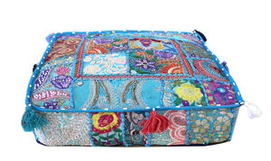 Funda de cama de perro de retazos hecha a mano india y funda de almohada de suelo forma cuadrada 100% cojín de algodón para hogares, mascotas y Yoga - Product Image 3