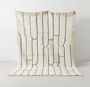 Alfombras de lana pura de diseño moderno, tapete anudado a mano, de área de lana marroquí - Product Image 5