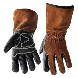 Gants de soudage en cuir résistant à la chaleur, marron noir, antidérapants, flexibles, respirants, de protection, pour le travail en extérieur en hiver - Product Image 1