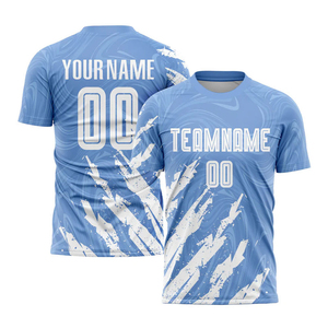 Personalizado azul claro blanco sublimación uniforme de fútbol Jersey transpirable fútbol Jersey diseños de calidad superior juegos de fútbol juvenil - Product Image 5