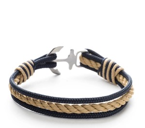 Pulsera de cuerda náutica con ancla SPARROW, envoltura beige azul marino, regalo para hombres para él, marido, aniversario, novio, padre, regalo - Product Image 2