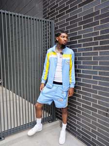 Streetwear Style Men's Custom Logo Tracksuit Windbreaker Jacket and Shorts Two Piece Set - Product Image 6