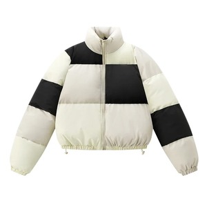 Col montant épais chaud hommes coton-rembourré veste hiver mode Patchwork manteau couleur bloc bouffant veste femmes Parka Streetwear - Product Image 2
