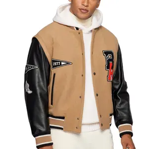 Veste letterman personnalisée en cuir de laine pour hommes grande taille veste universitaire pour hommes patchs en chenille et broderie personnalisée logo personnalisé