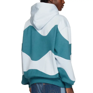 Sudadera con Capucha de Diseño Moderno en Dos Tonos, con Paneles Ondulados y Cordón Ajustable, Sudadera Holgada con Dobladillo Acanalado, de Poliéster/Algodón, para Invierno - Product Image 3