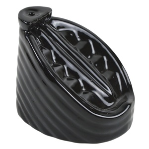 Porte-encens artisanal avec finitions noires brillantes, brûleur en céramique, décoration intérieure - Product Image 1