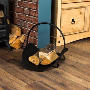 Large outdoor freestanding black iron <b>log</b> rack for long term firewood storage in gardens or near wood sheds - Product Image 2