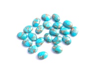 Pierre précieuse naturelle AMARA en turquoise bleue de cuivre, taille ovale, polie, pour la fabrication de bijoux, effet de changement de couleur, 3x5mm-20x30mm